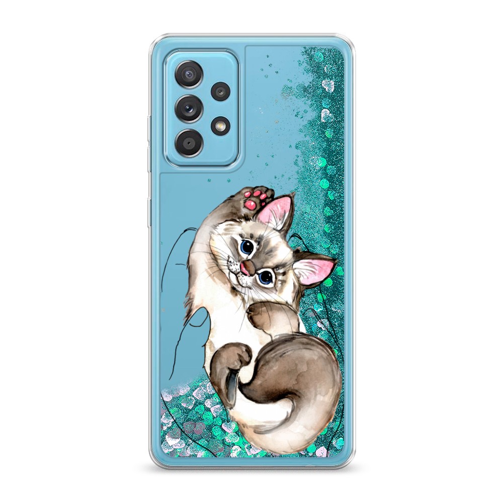 

Жидкий чехол с блестками "Котенок в ладошках" на Samsung Galaxy A52, 2102495-1