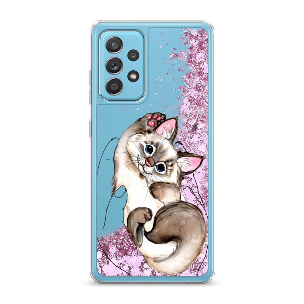 

Жидкий чехол с блестками "Котенок в ладошках" на Samsung Galaxy A52