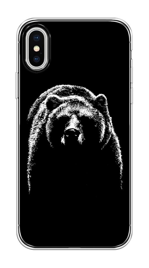 

Чехол на Apple iPhone X/XS "Медведь в ночи", Белый;черный, 11050-1