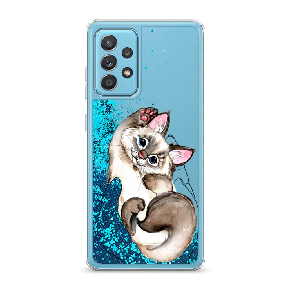 

Жидкий чехол с блестками "Котенок в ладошках" на Samsung Galaxy A52, 2102493-1