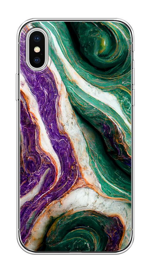 

Чехол на Apple iPhone X/XS "Фиолетово-зеленый мрамор", Зеленый;фиолетовый, 11050-1
