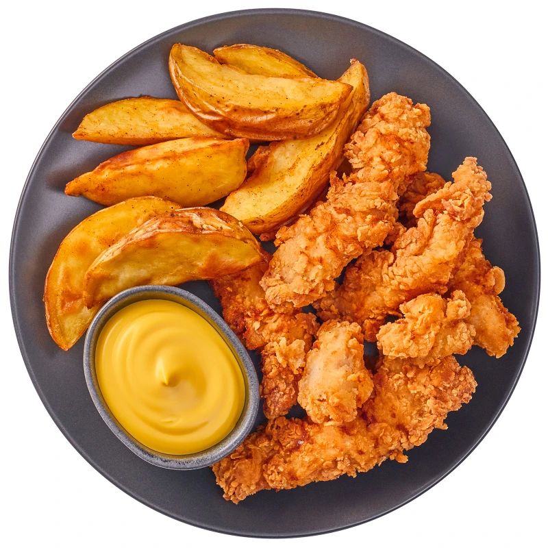 Стрипсы Select Перекресток куриные с картофелем по-деревенски и сырным соусом 265 г 200₽