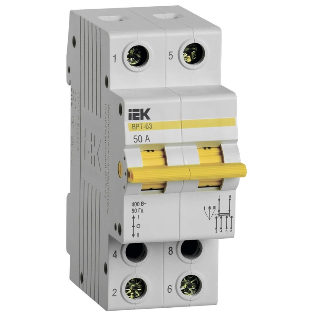 

Трехпозиционный выключатель-разъединитель IEK ВРТ-63, 2P, 50А MPR10-2-050