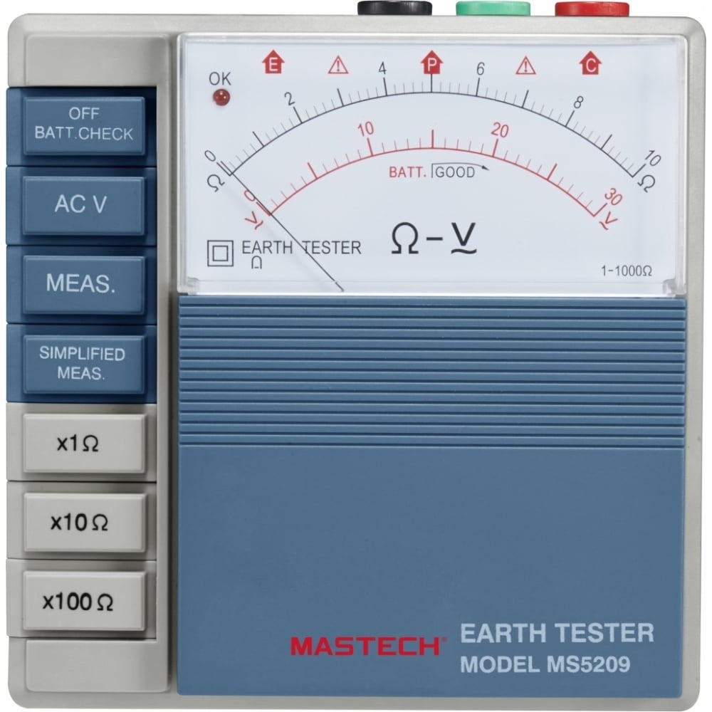 

Аналоговый измеритель сопротивления заземления Mastech MS5209 00-00000285