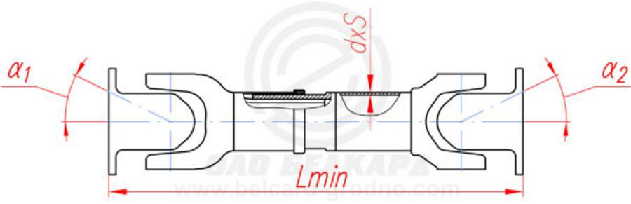 BELCARD Вал карданный МАЗ заднего моста 4 отверстия, торцевые шлицы L=722мм БЕЛКАРД