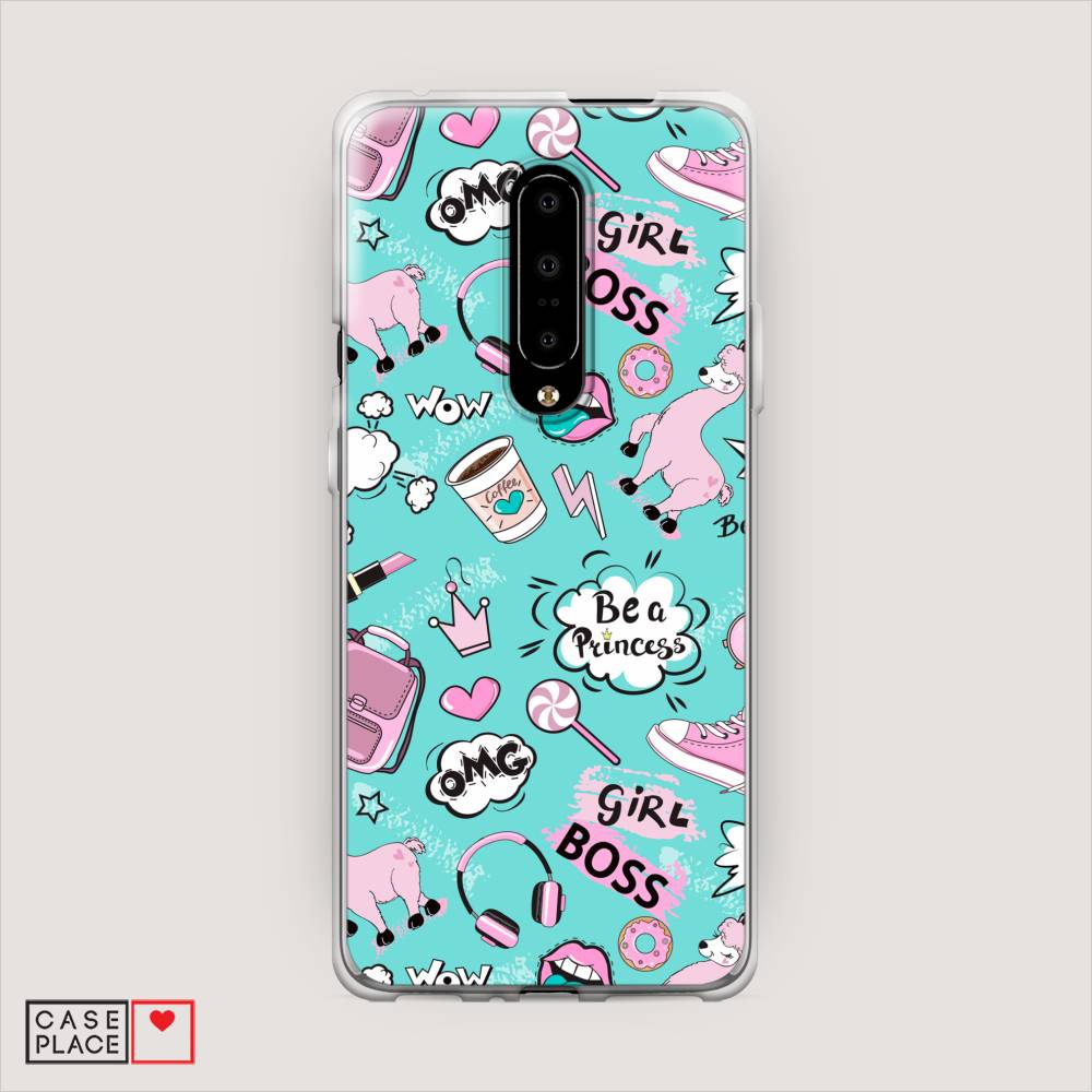 

Чехол Awog на OnePlus 7 Pro / ВанПлас 7 Pro "Стильная лама", Голубой;белый;розовый, 150850-1