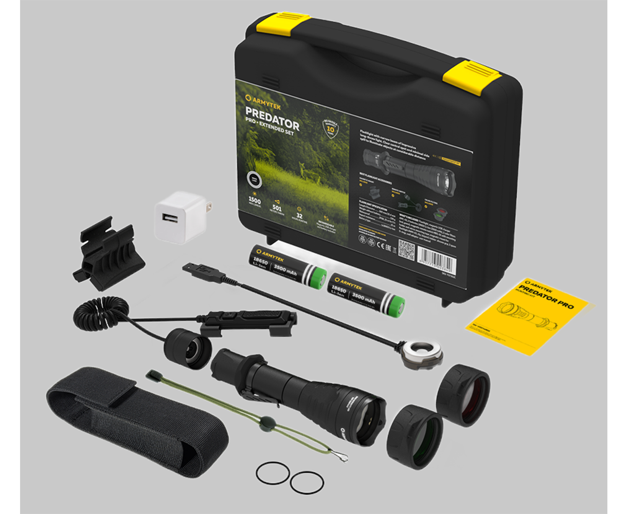 

Фонарь Armytek Predator Pro Magnet USB Extended Set Белый, Черный