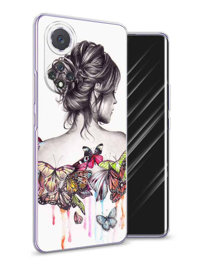 

Чехол Awog на Huawei Nova 9 "Девушка с бабочками", Коричневый, 6106150-10