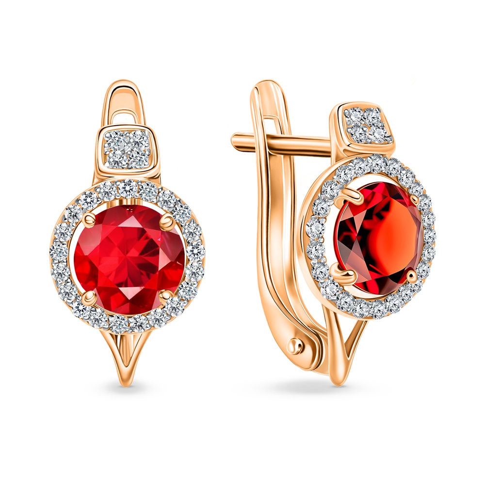 

Серьги из золота 585Gold 202009485, гранат/фианит, 202009485