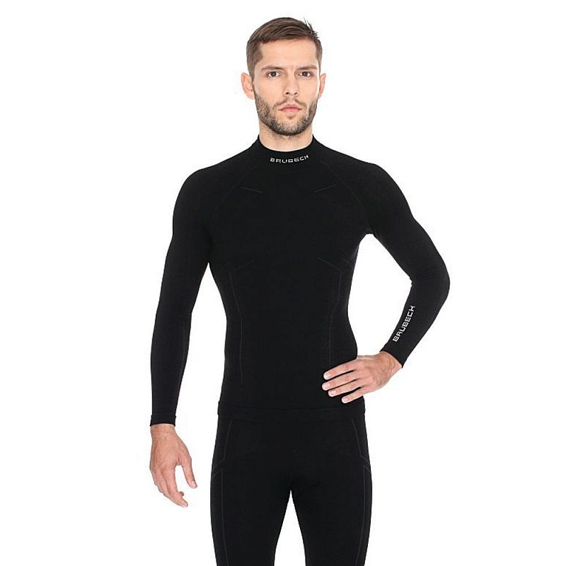 фото Термобелье мужское brubeck футболка с длинным рукавом wool merino 78% темно-синяя xl
