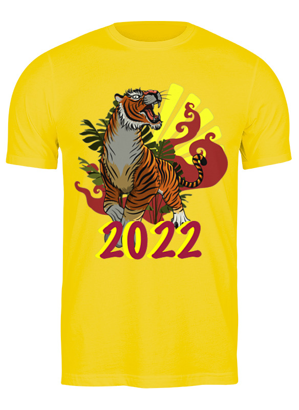 

Футболка мужская Printio Год тигра 2022 желтая 2XL, Желтый, Год тигра 2022