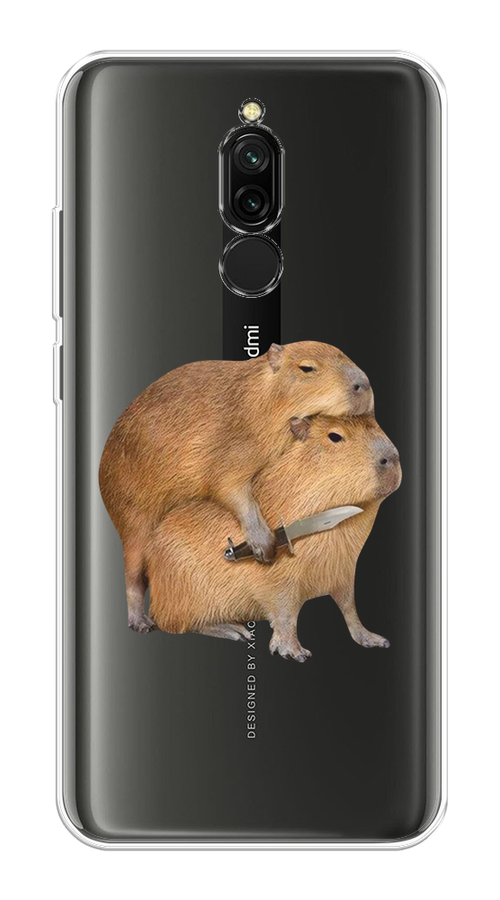 

Чехол на Xiaomi Redmi 8 "Капибара с ножом", Бежевый, 37150-1