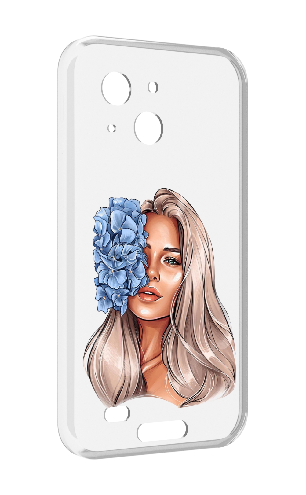 

Чехол MyPads блондинка-с-голубыми-цветами женский для Oukitel WP20 / WP20 Pro, Прозрачный, Tocco