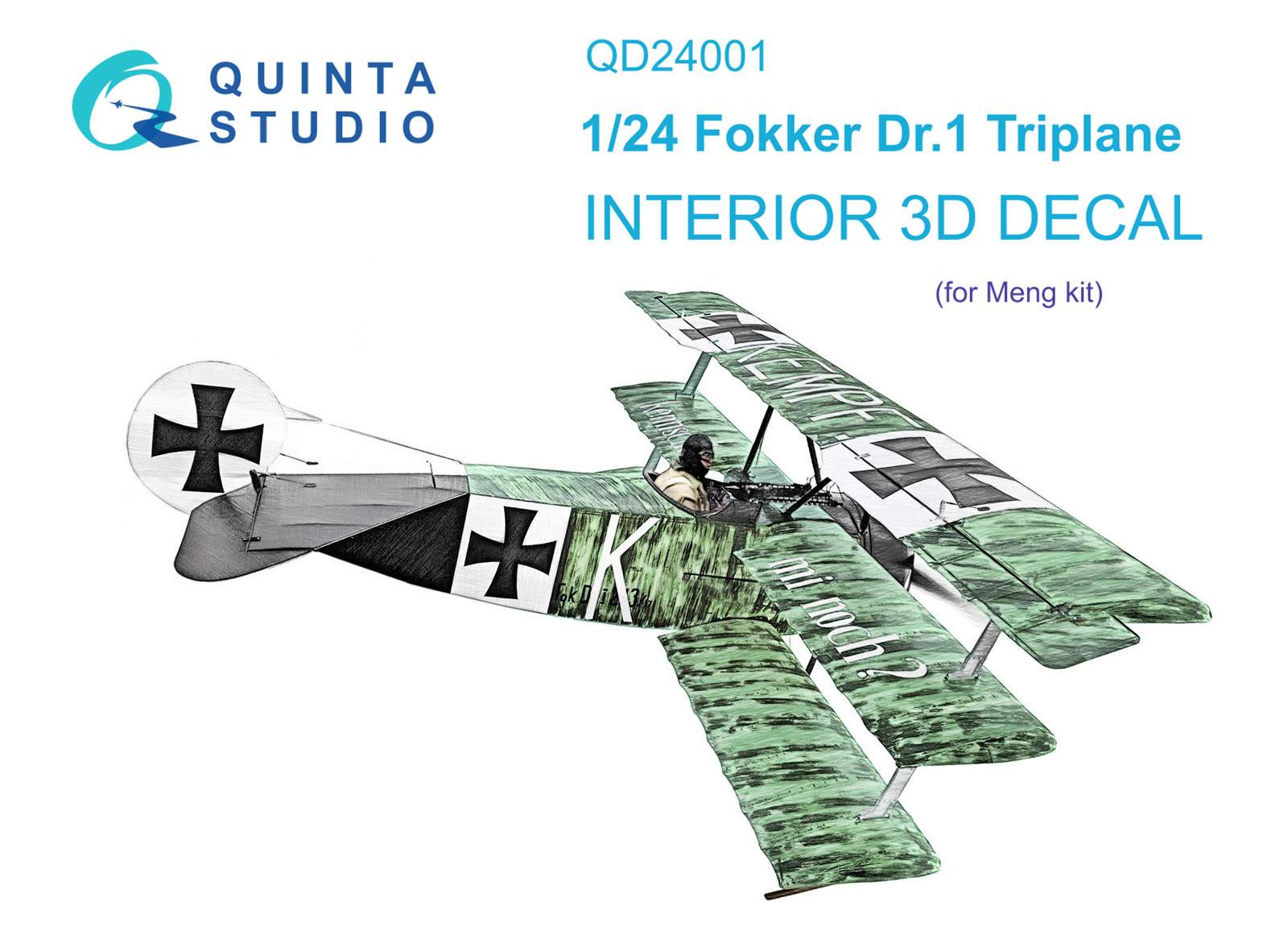 3D Декаль интерьера кабины Quinta Studio Fokker Dr 1(Meng)QD24001