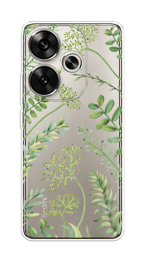 

Чехол на Xiaomi Redmi Turbo 3 "Green Leaves", Зеленый;прозрачный, 322150-1
