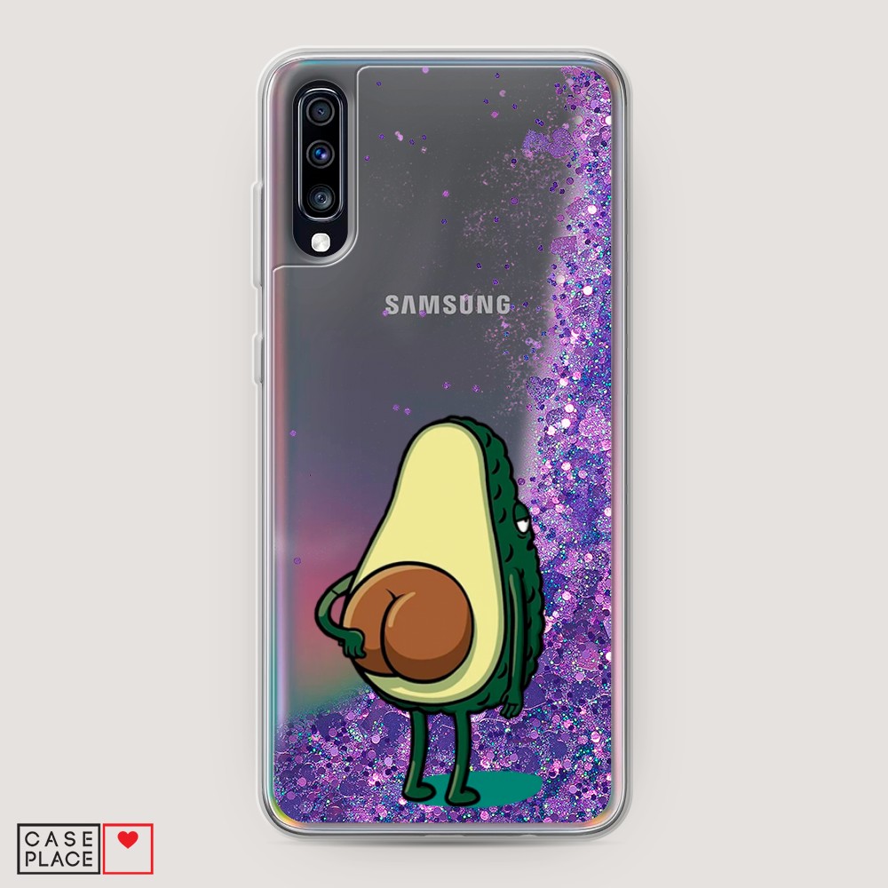 

Жидкий чехол с блестками "Попа авокадо" на Samsung Galaxy A70, 28192-1