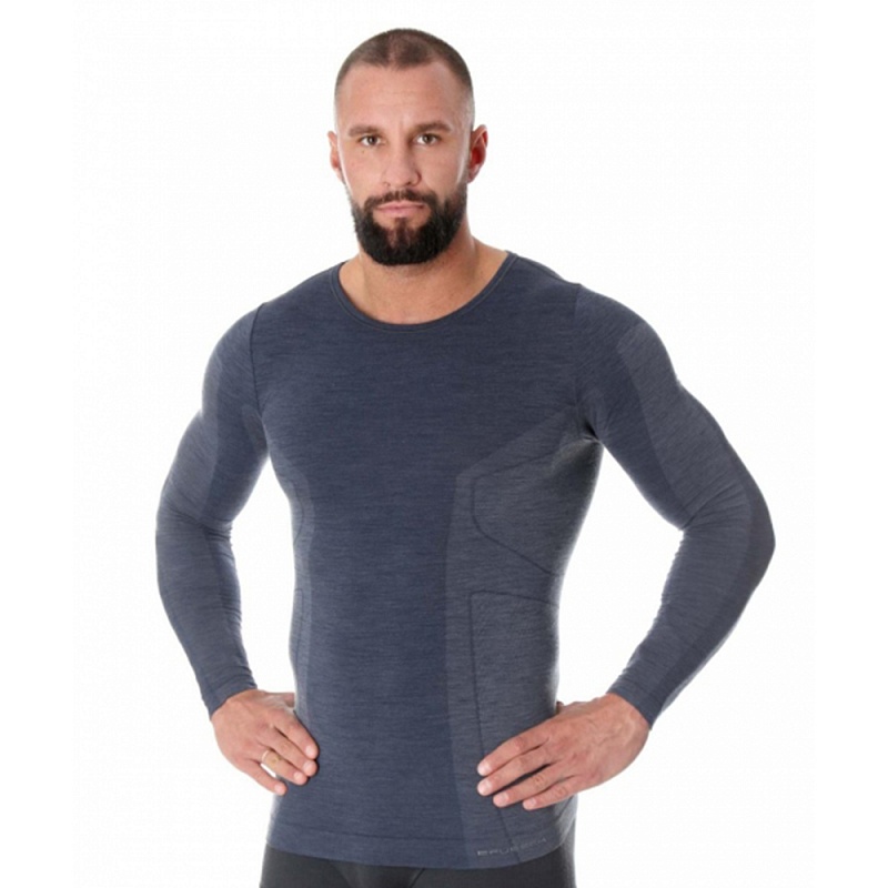 Термолонгслив Brubeck COMFORT WOOL, синий, M INT