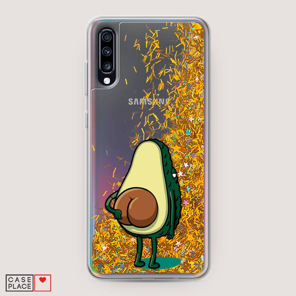 

Жидкий чехол с блестками "Попа авокадо" на Samsung Galaxy A70, 28190-1