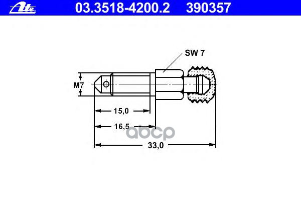 ATE 03351842002 03.3518-4200.2_штуцер прокачки! M7x1.0, L=38.3mm, S=7\ Audi,VW,BMW,Citroen