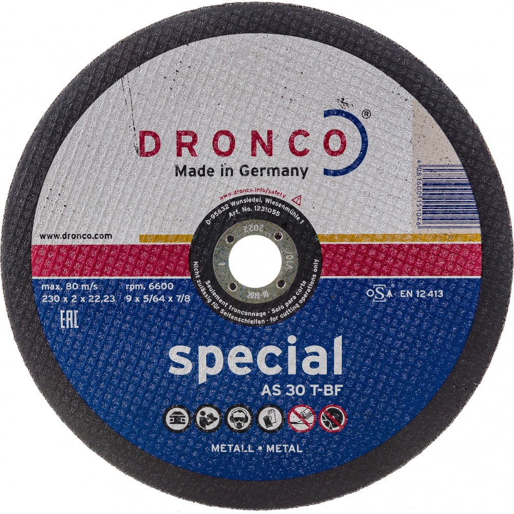 Диск отрезной по металлу Special AS30T (230x2x22.23 мм) DRONCO 1231055100