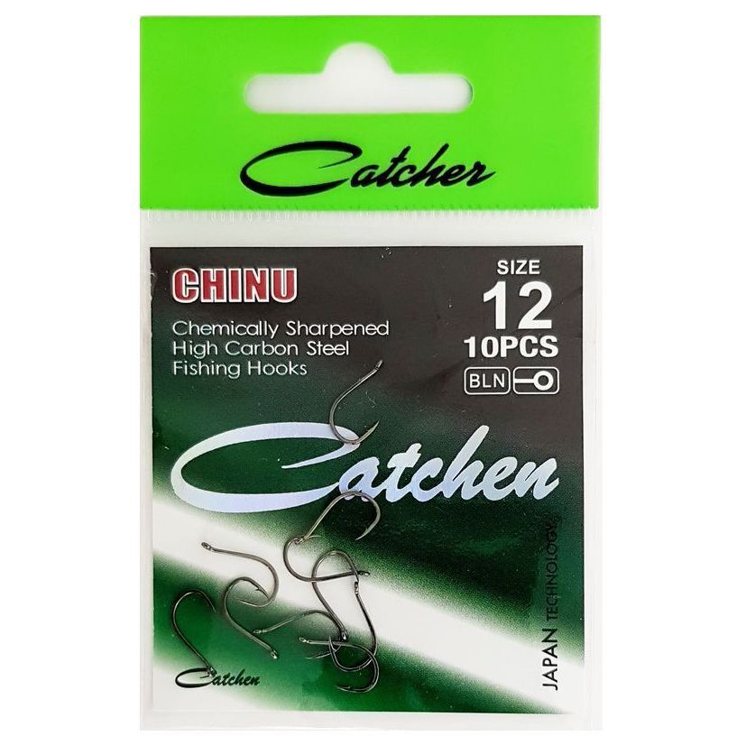 

Одинарные крючки Catcher Wide Gape №12 BN, с колечком, загнутое острие, с бородкой, Черный, CHINU