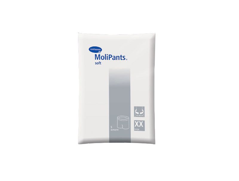 

Удлиненные штанишки HARTMANN MoliPants soft для фиксации прокладок ХХL 5 шт., MoliPants soft XXL