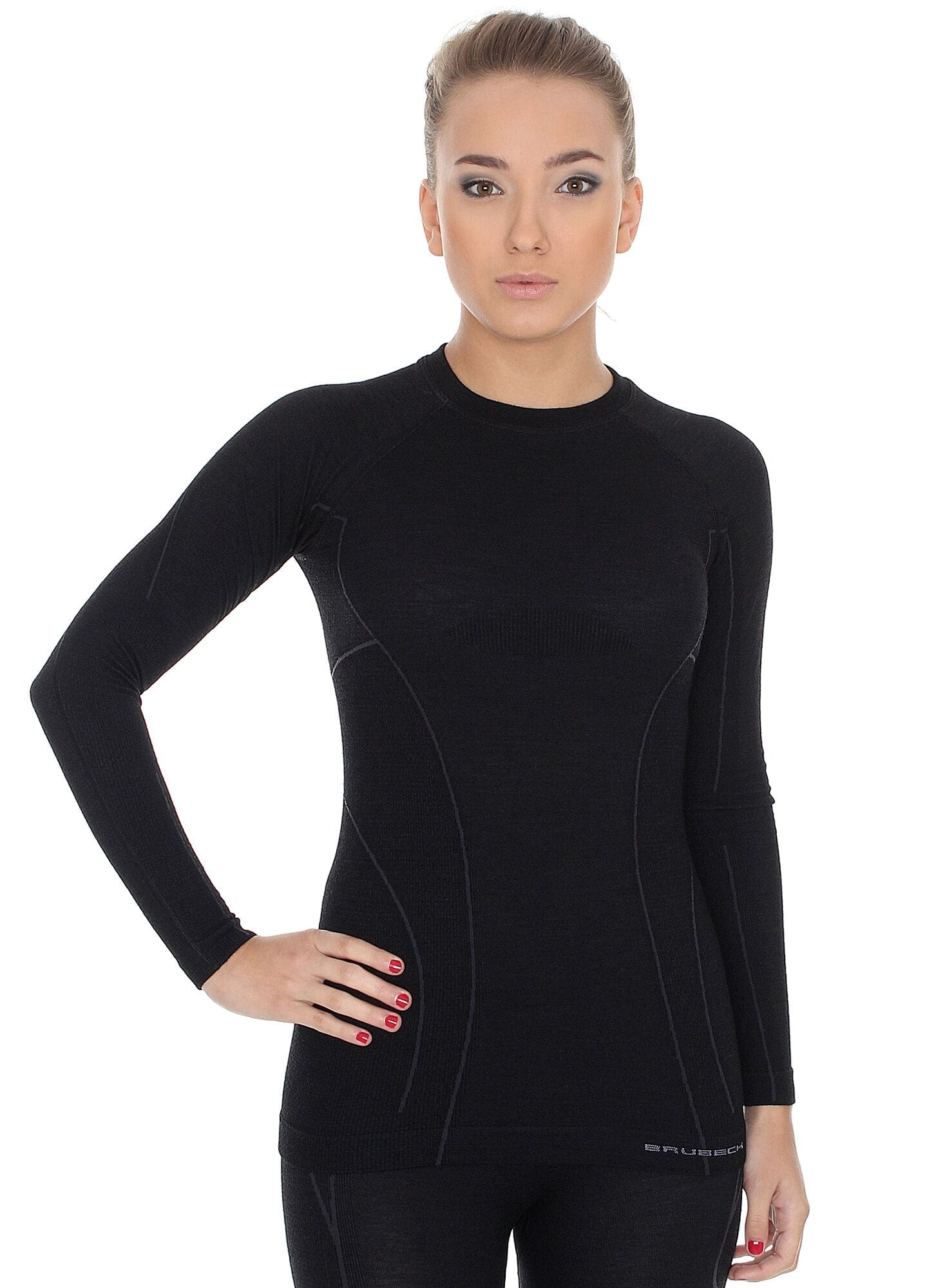 фото Термобелье женское brubeck футболка с длинным рукавом шерсть мериноса active wool черная l