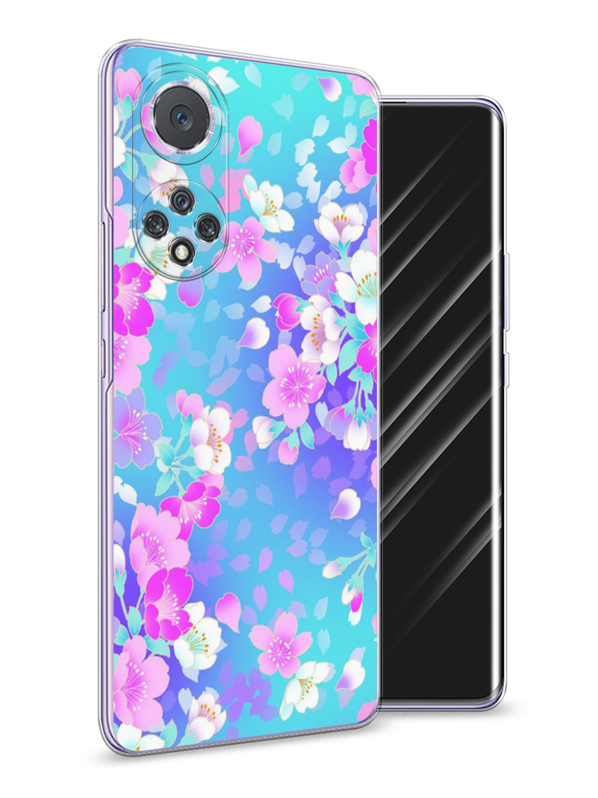 

Чехол Awog на Huawei Nova 9 "Яблоневые цветы", Голубой;розовый;белый, 6106150-8