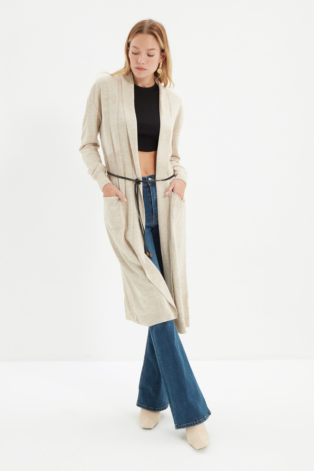 

Кардиган женский Trendyol TWOAW22HI1175 серый S/M, TWOAW22HI1175