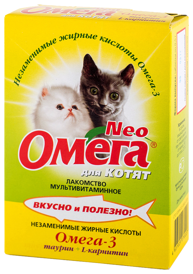 Мультивитаминное лакомство для котят Омега NEO+ Веселый малыш таурин и L-карнитин, 60 табл