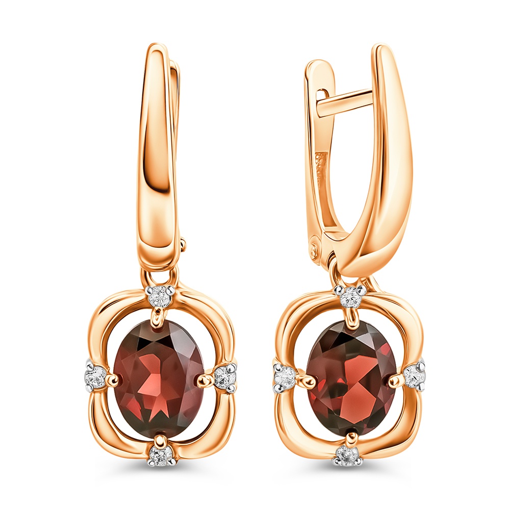 

Серьги из золота 585Gold 202009492, гранат/фианит, 202009492