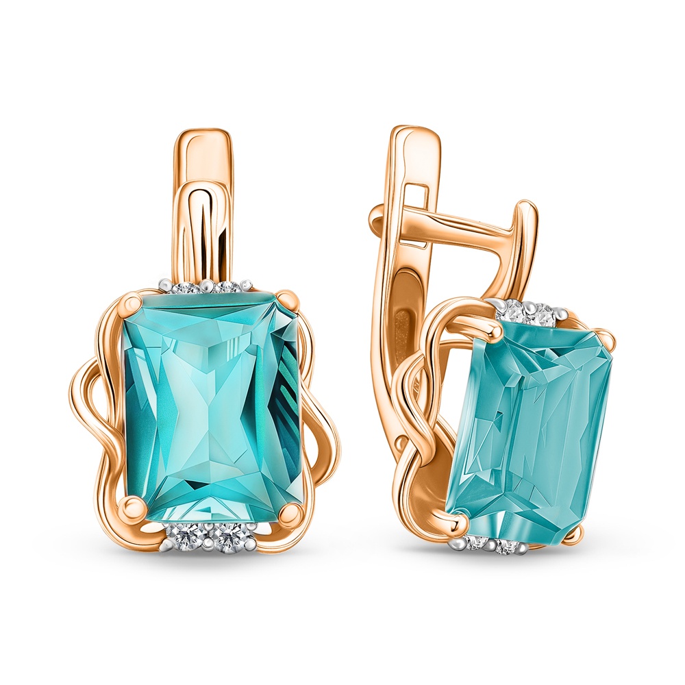 

Серьги из золота 585Gold 202009446, топаз/фианит, 202009446
