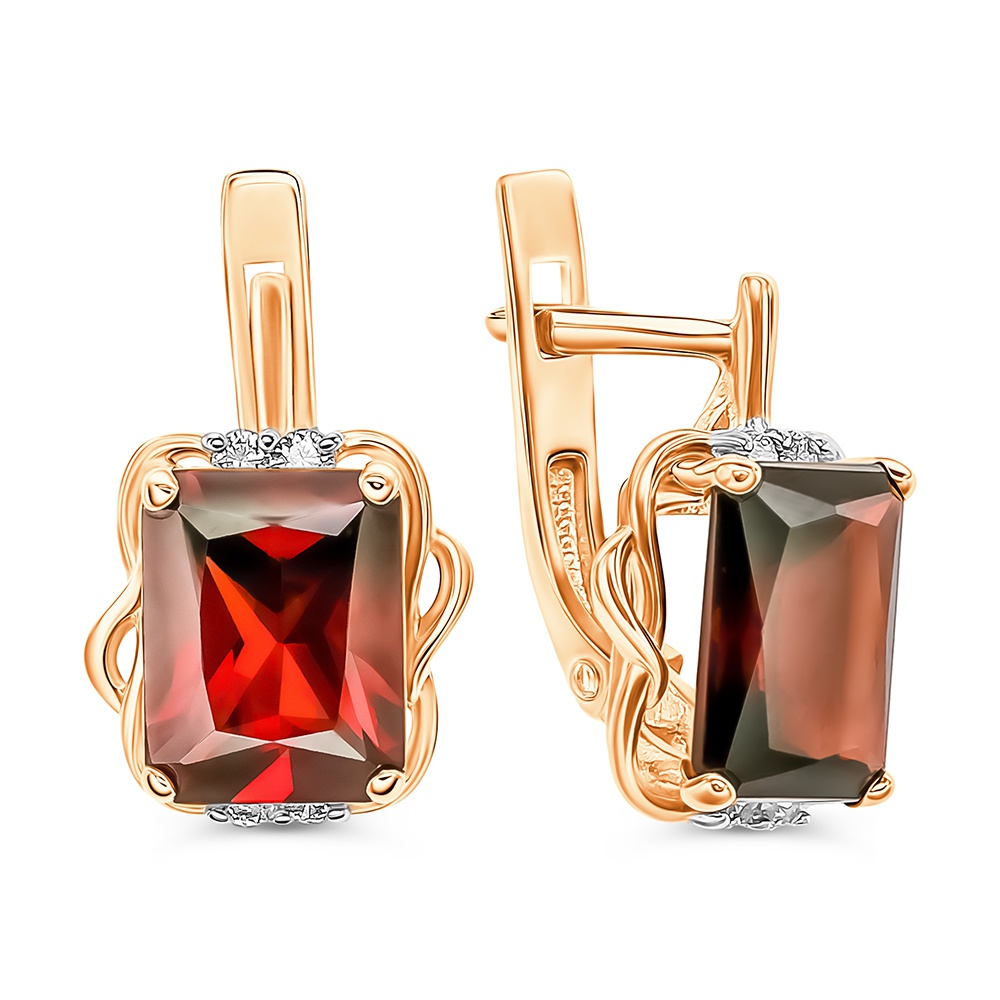 

Серьги из золота 585Gold 202009445, гранат/фианит, 202009445