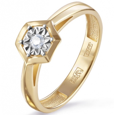 Кольцо из желтого золота с бриллиантом р. 19 Kabarovsky 11-21273-1000