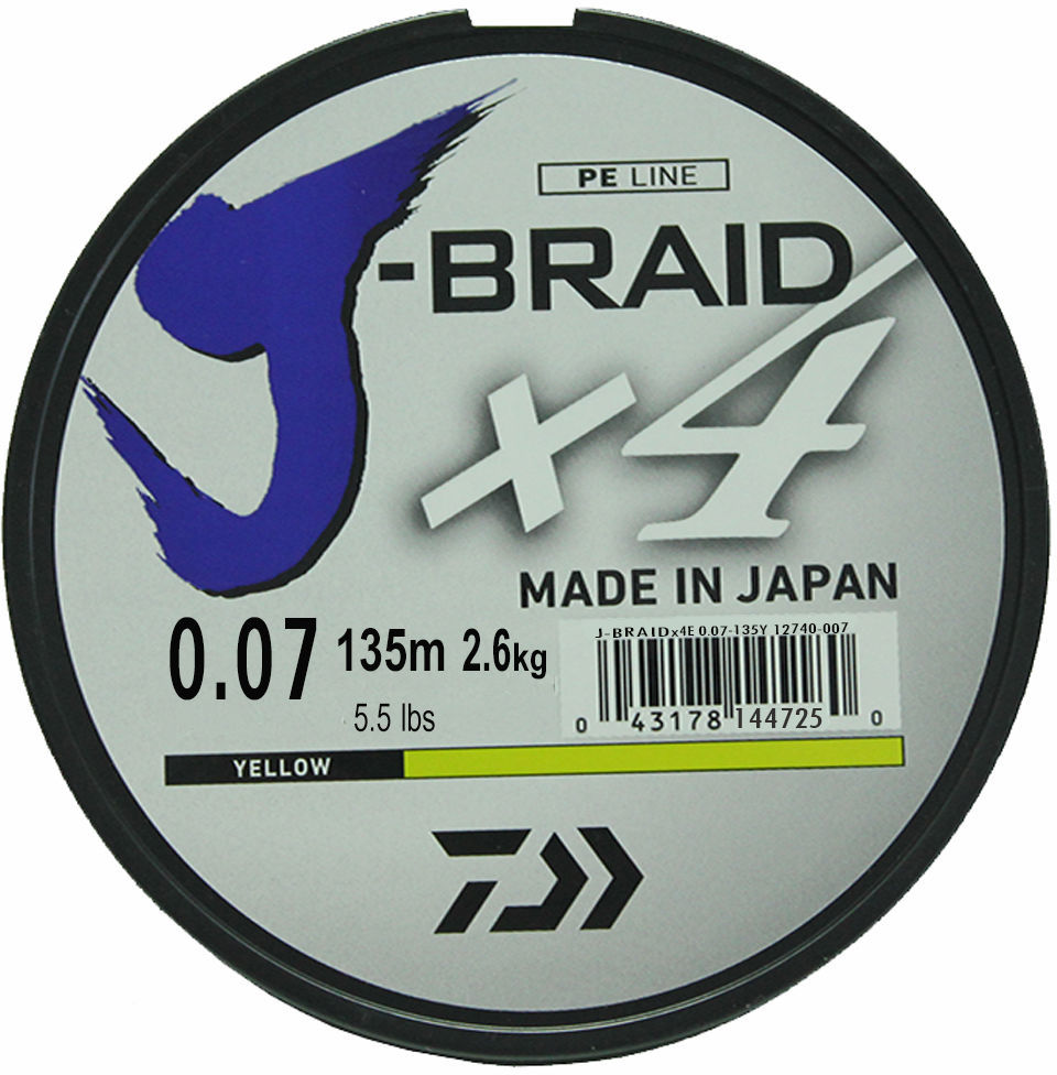 

Шнур Daiwa J-braid X4 135м. 0.07мм. YELLOW, Желтый, Daiwa J-braid X4 135м. 0.07мм. YELLOW