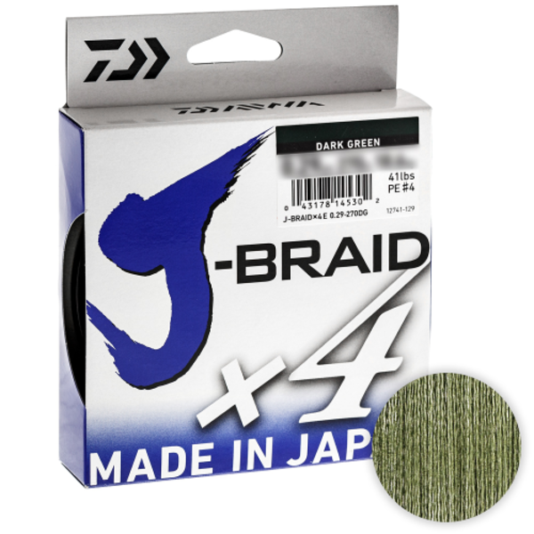 Шнур Daiwa J-braid X4 135м. 0.13мм. DARK GREEN