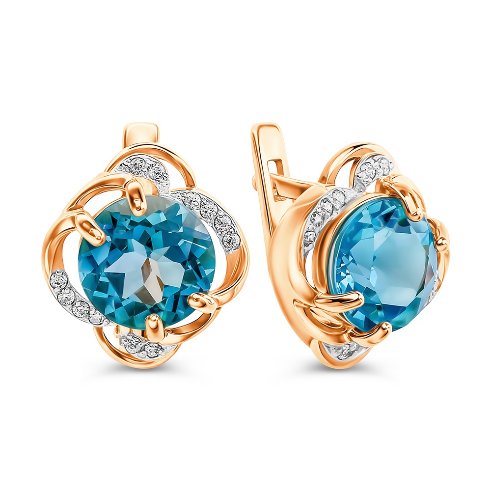 

Серьги из золота 585Gold 202009441, топаз/фианит, 202009441