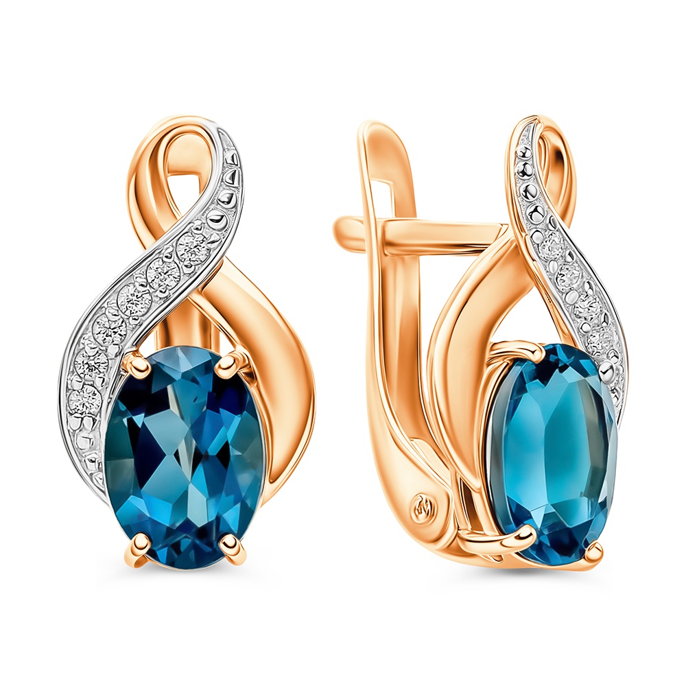 

Серьги из золота 585Gold 202009570, топаз/фианит, 202009570