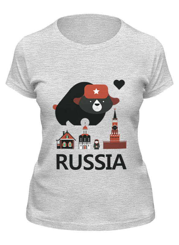 

Футболка женская Printio Россия (russia) серая M, Серый, Россия (russia)