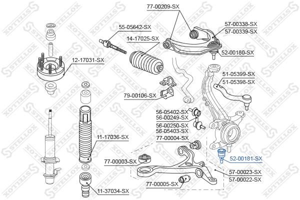 

Stellox 52-00181-sx_опора шаровая нижняя honda accord 03 5200181SX