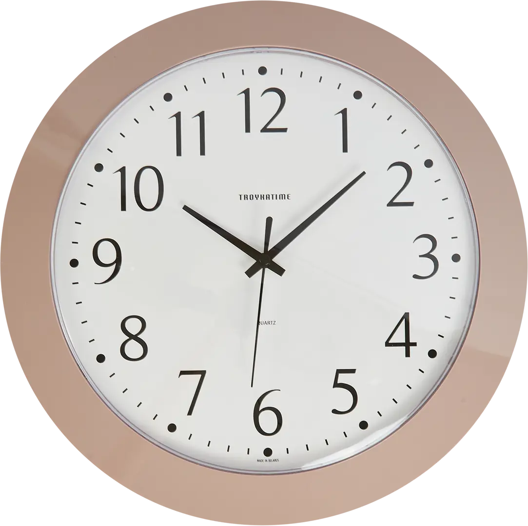 Часы настенные Troykatime Эконом круглые пластик цвет розовый бесшумные  30.5 см
