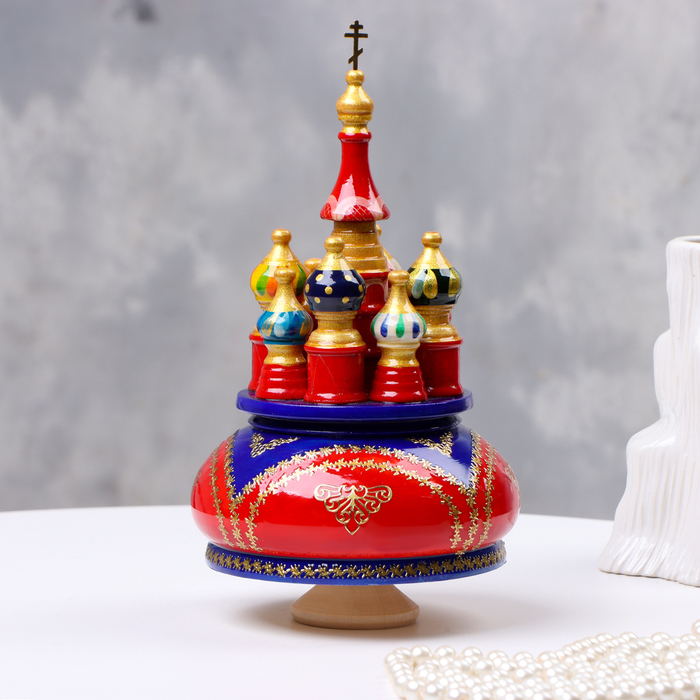 

Сувенир музыкальный Храм 1, сине-красный, ручная роспись