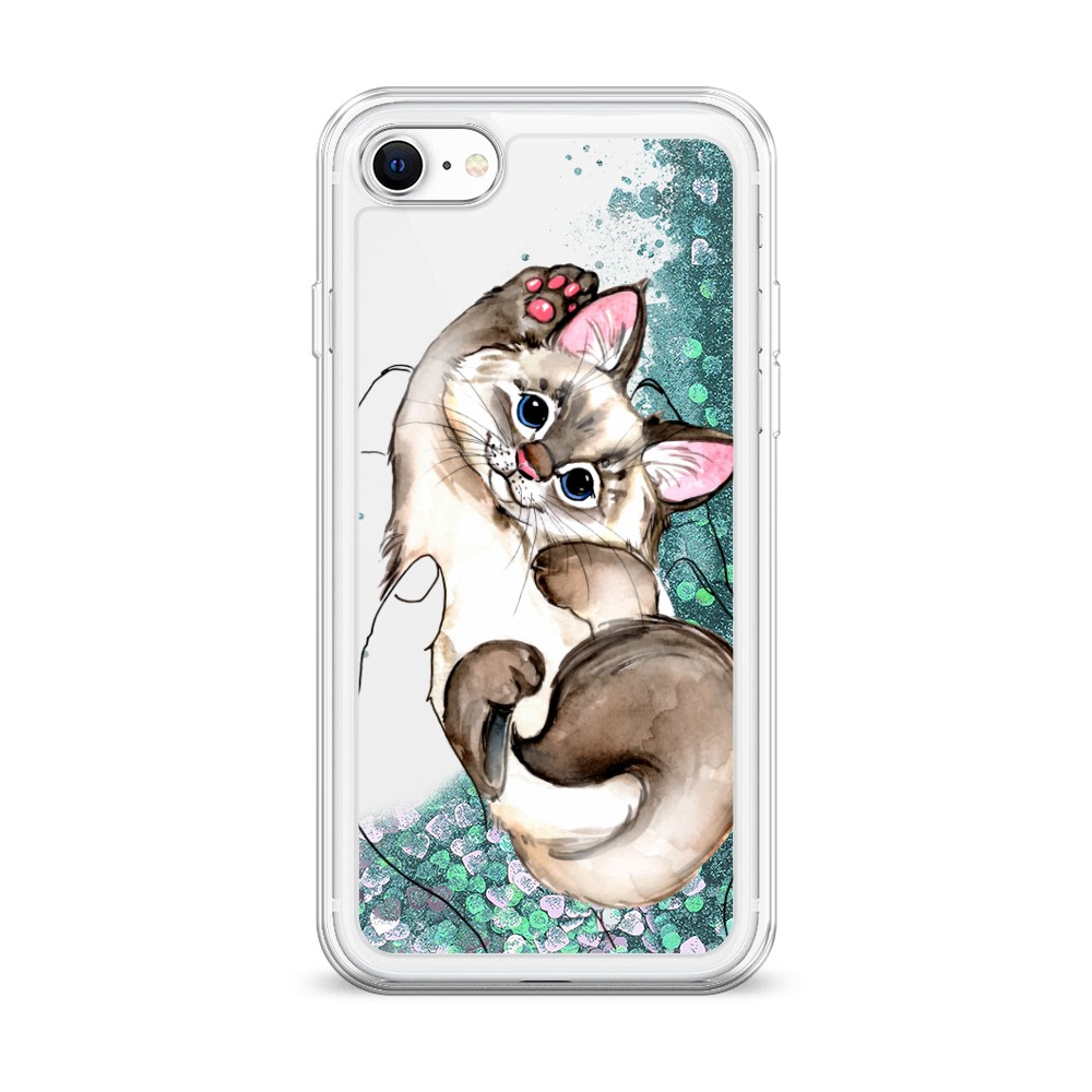 

Жидкий чехол с блестками "Котенок в ладошках" на Apple iPhone SE 2020, 12495-1