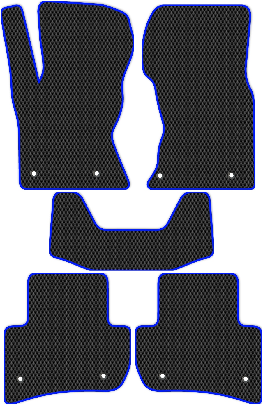 

Коврики ЭВА в салон для Land Rover Range Rover Velar 2017 - Н.В., 5 шт. черный, синий кант, 3111-S5YLT-H