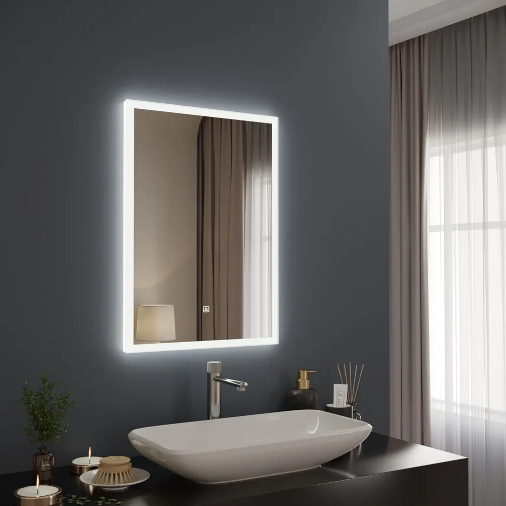 

Зеркало для ванной SIENA 50см * 70см настенное, с LED подсветкой, диммер, влагостойкое, пр, Белый