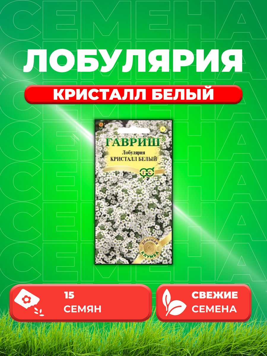 

Семена Лобулярия Кристалл белый 15шт, Гавриш, Элитная клумба
