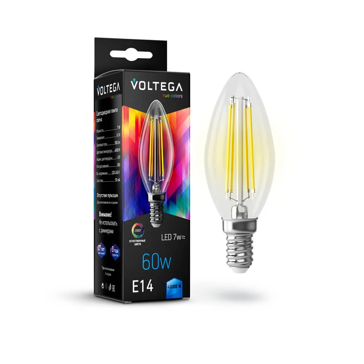 

Лампа светодиодная Voltega True colors E14 7Вт 4000K 7153, 7153
