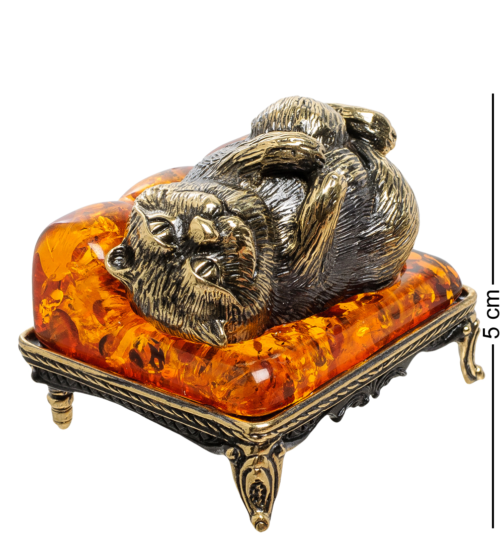 фото Фигурка "кот на диване" (латунь, янтарь) народные промыслы