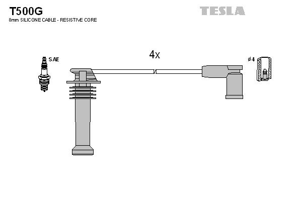 

Комплект проводов зажигания TESLA T972G