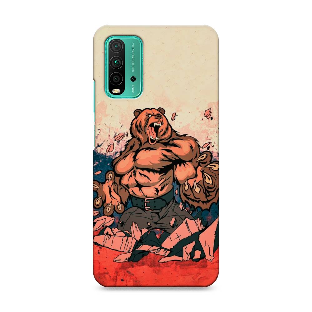 

Пластиковый чехол "Медведь с флагом РФ" на Xiaomi Redmi 9T, 39820-1